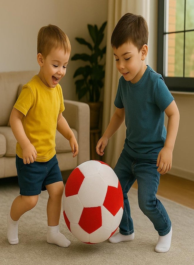 DTR Creation Red & White Soft Ball for Babies | Plush Fabric Baby Toy | Lightweight Indoor Play Toy for Kids | Safe Soft Ball for Toddlers | Ideal Gift for Baby Playtime - Image 2